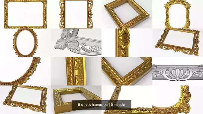 5 carved frames set 3D Model Collection