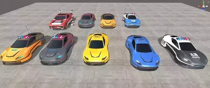 VR Low Poly SCI Fi Police car sci fi Taxi car pack ready 