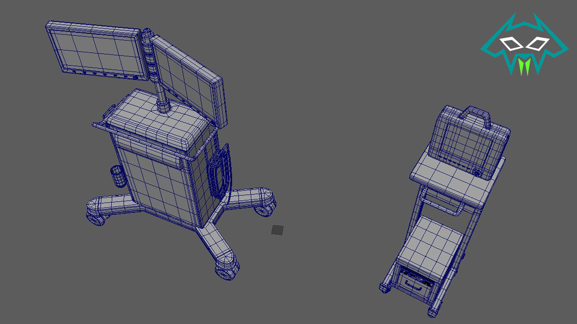 Medical Series  - Operating Room  - PC and Monitor Shelf 3D model_5