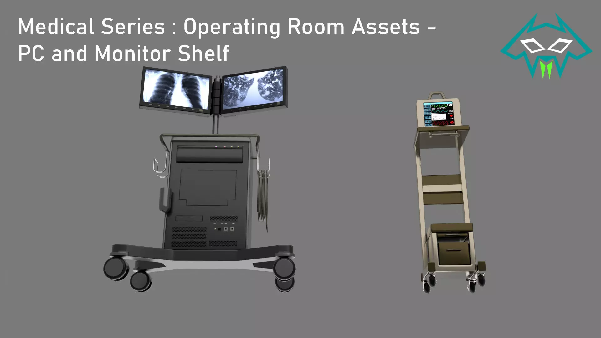 Medical Series  - Operating Room  - PC and Monitor Shelf 3D model_0