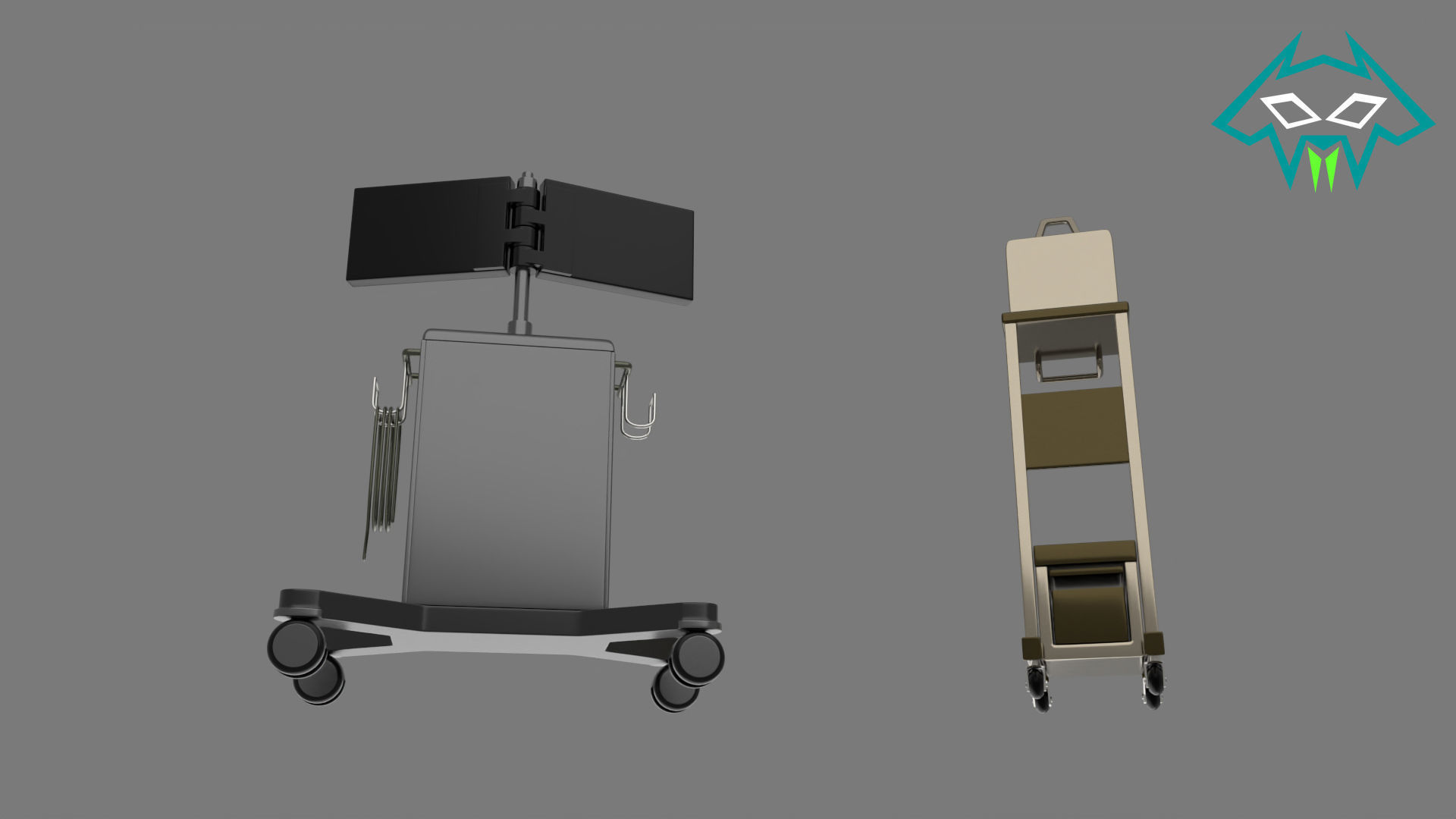 Medical Series  - Operating Room  - PC and Monitor Shelf 3D model_3