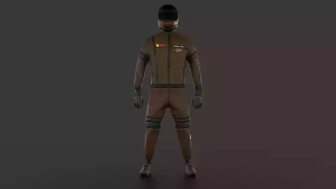 racer man in suit Low-poly 3D model