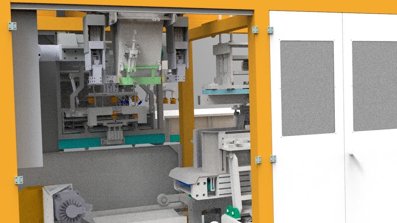 Packaging scale and automatic bagging for open pocket woven bag 3D model_2