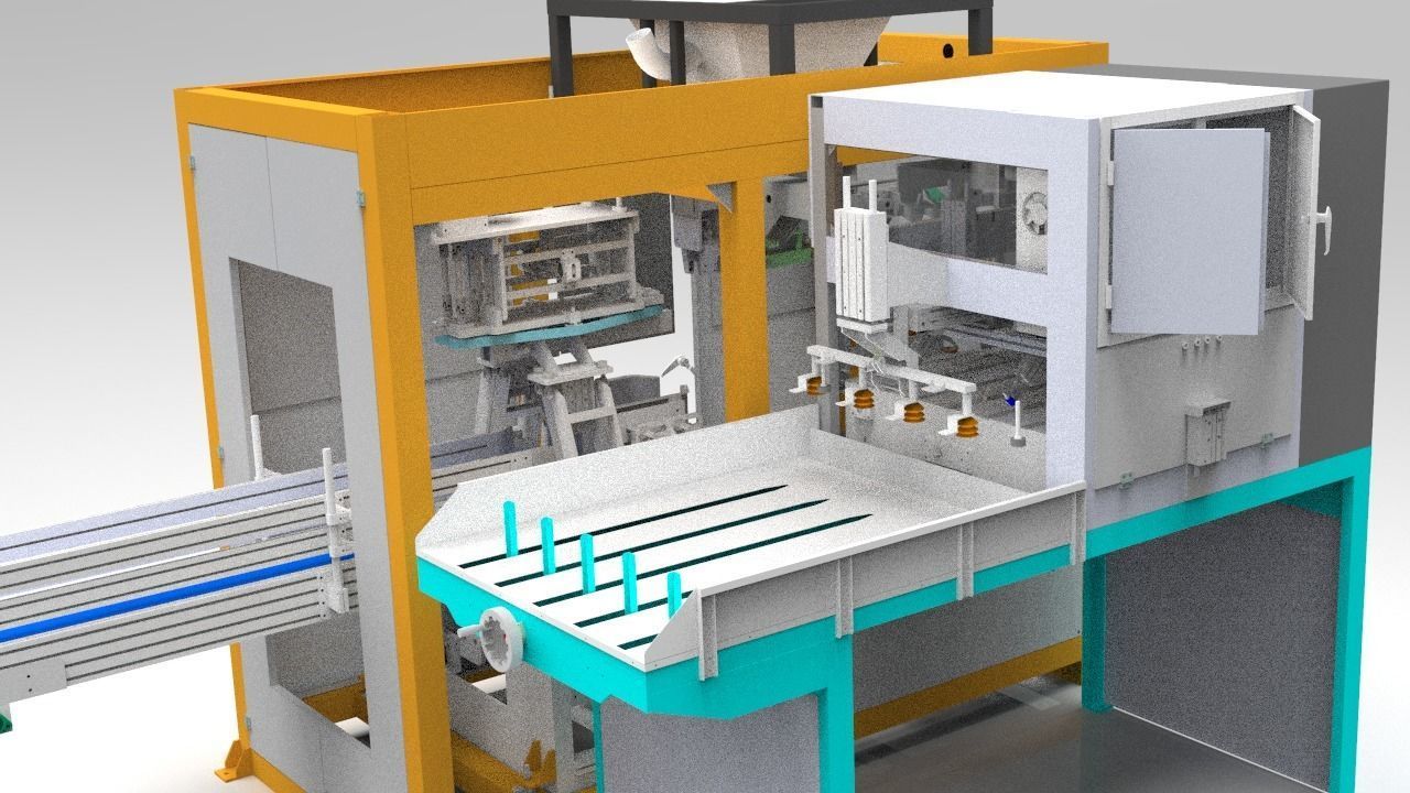 Packaging scale and automatic bagging for open pocket woven bag 3D model_1