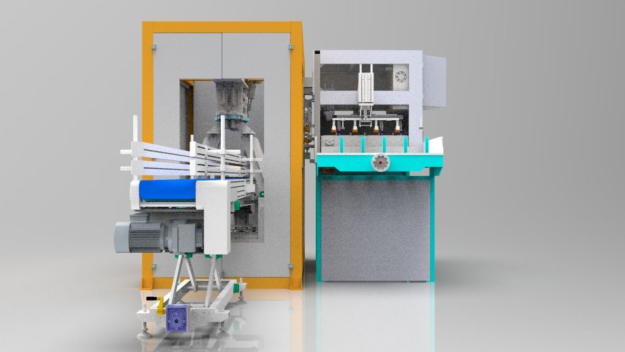 Packaging scale and automatic bagging for open pocket woven bag 3D model_4