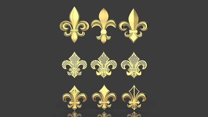 Heraldic Lily Set 3D print model