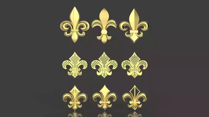 Heraldic Lily Set 3D print model