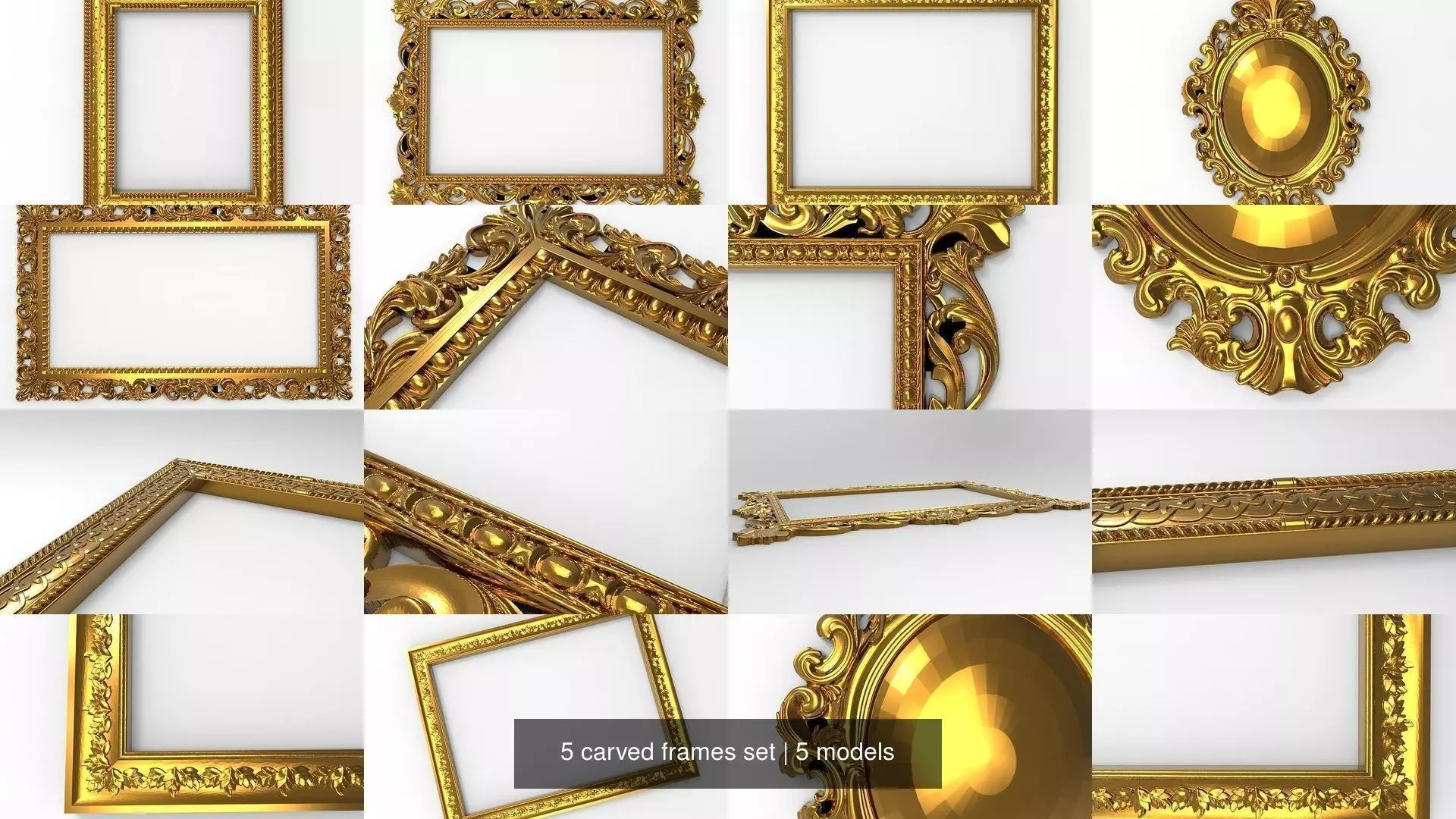 5 carved frames set 3D Model Collection_0