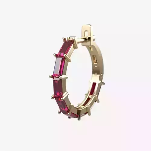 Women earrings with baguette gems CAD 3dm stl