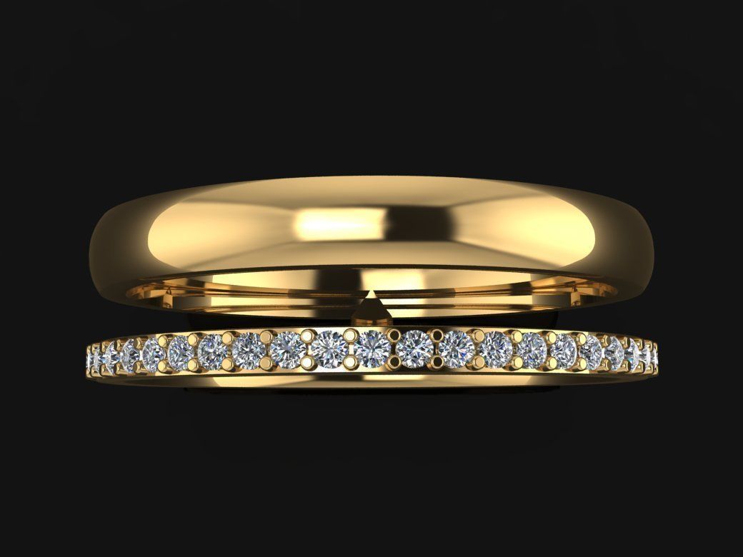 DOUBLE ROW STACK DIAMOND BAND RING MIX SIZE 4 5 6 7 8 9 10 3D print model_4