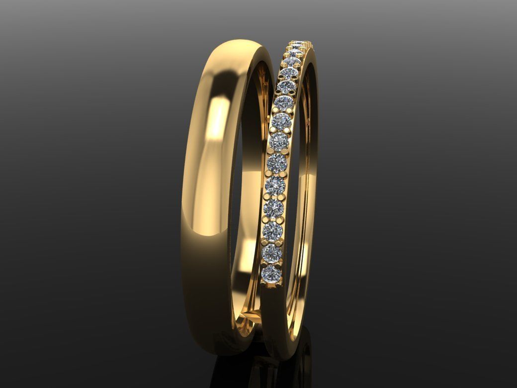 DOUBLE ROW STACK DIAMOND BAND RING MIX SIZE 4 5 6 7 8 9 10 3D print model_2