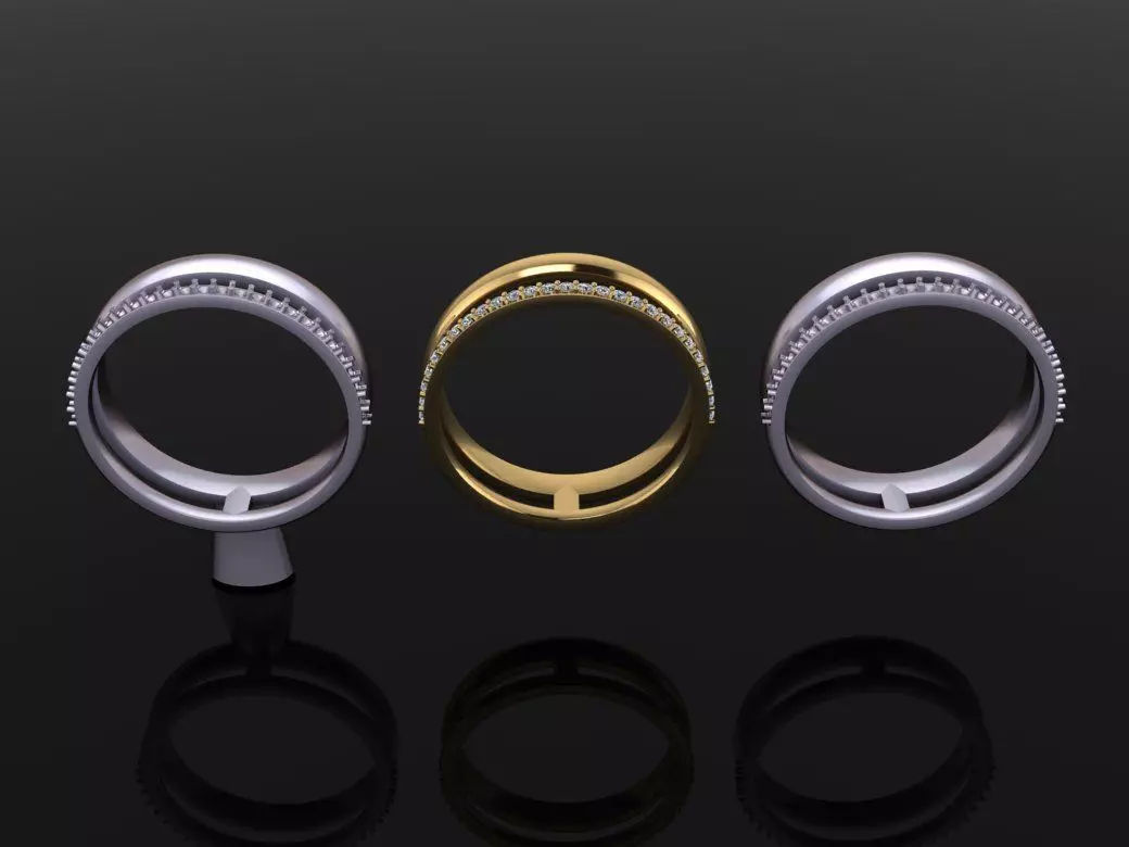 DOUBLE ROW STACK DIAMOND BAND RING MIX SIZE 4 5 6 7 8 9 10 3D print model_0