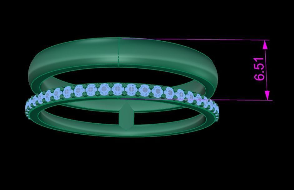 DOUBLE ROW STACK DIAMOND BAND RING MIX SIZE 4 5 6 7 8 9 10 3D print model_13