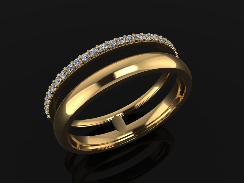 DOUBLE ROW STACK DIAMOND BAND RING MIX SIZE 4 5 6 7 8 9 10 3D print model_3