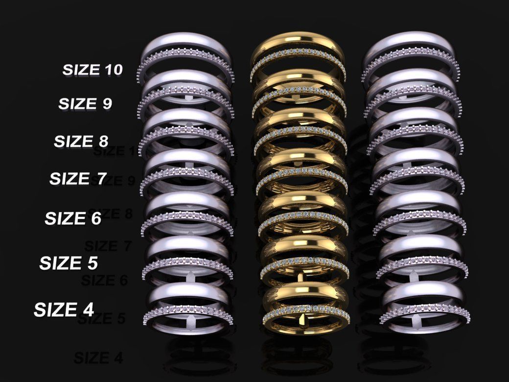 DOUBLE ROW STACK DIAMOND BAND RING MIX SIZE 4 5 6 7 8 9 10 3D print model_1