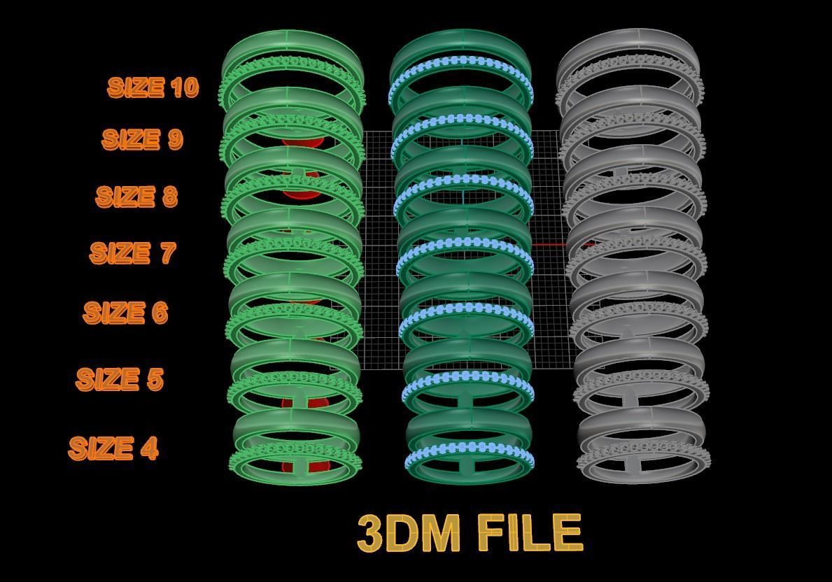 DOUBLE ROW STACK DIAMOND BAND RING MIX SIZE 4 5 6 7 8 9 10 3D print model_15