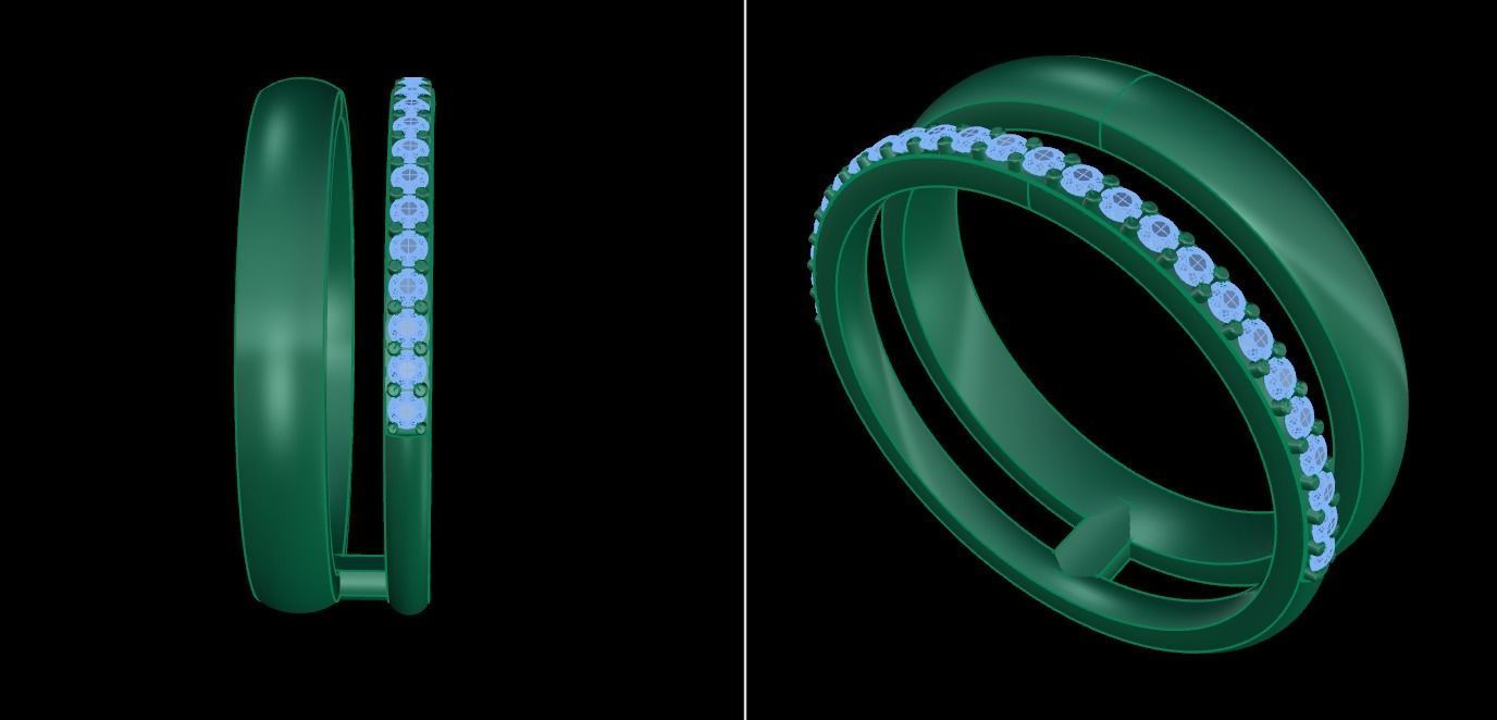 DOUBLE ROW STACK DIAMOND BAND RING MIX SIZE 4 5 6 7 8 9 10 3D print model_20