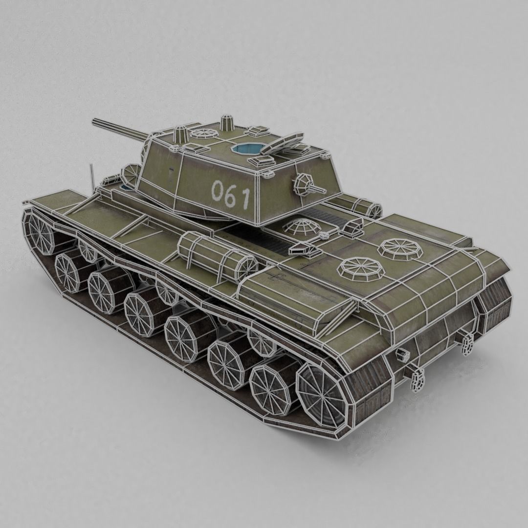 KV-1 ZiS-5 Heavy Tank  Low-poly 3D model_9