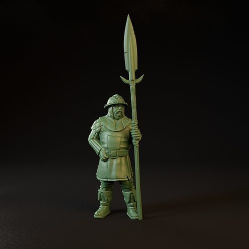 City Guard Fat Spearman professionally pre-supported  3D print model