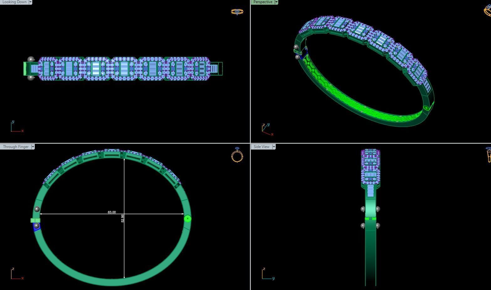 Bracelet with baguettes stones  3D print model_6