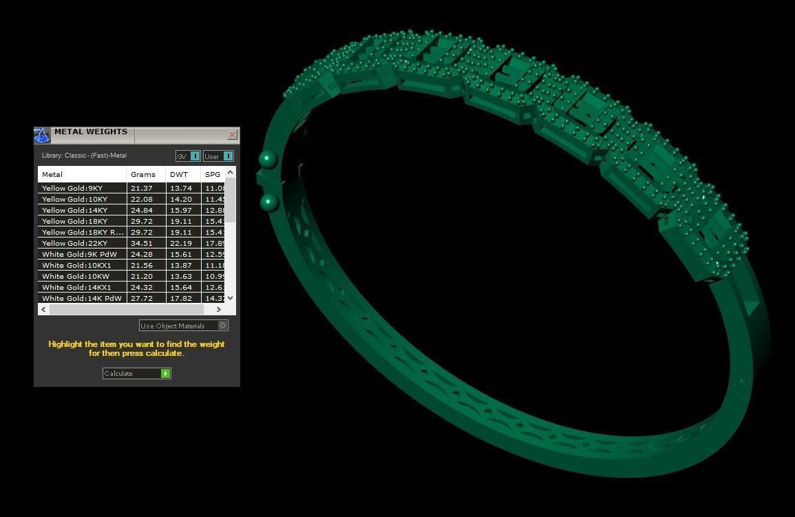 Bracelet with baguettes stones  3D print model_3