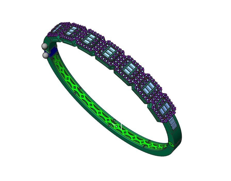 Bracelet with baguettes stones  3D print model_7