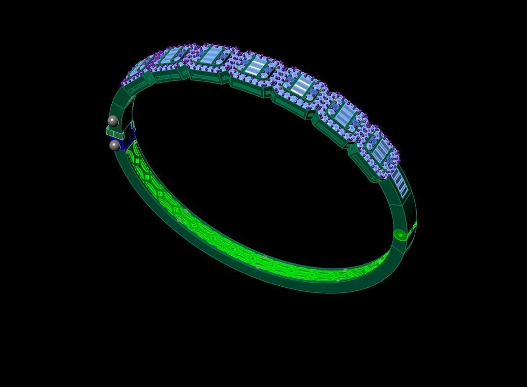 Bracelet with baguettes stones  3D print model_1