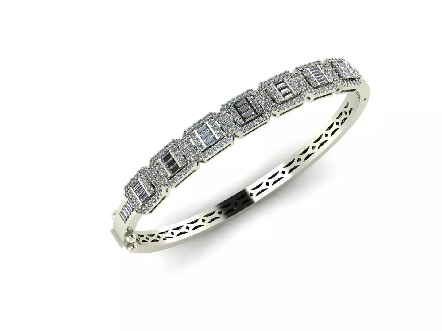 Bracelet with baguettes stones  3D print model_0