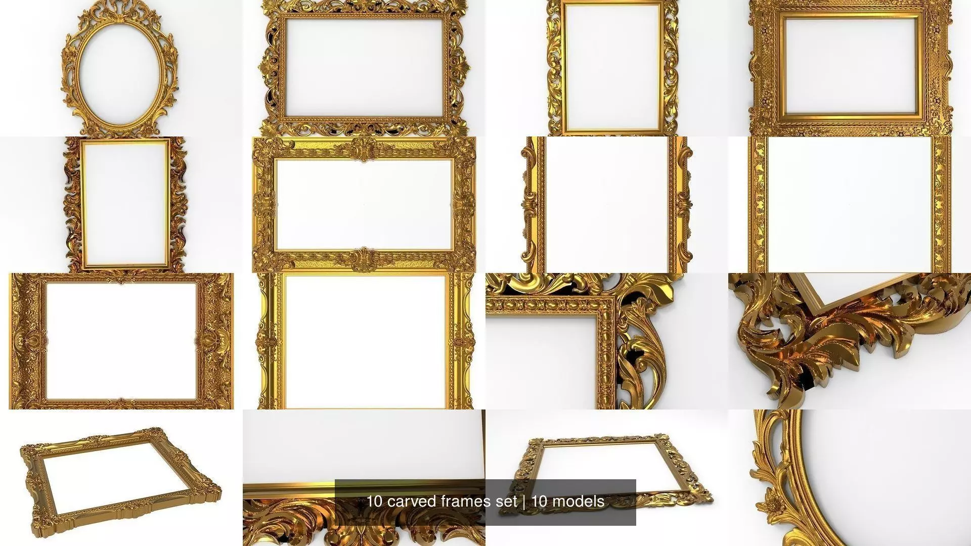 10 carved frames set 3D Model Collection_0