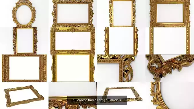 10 carved frames set 3D Model Collection