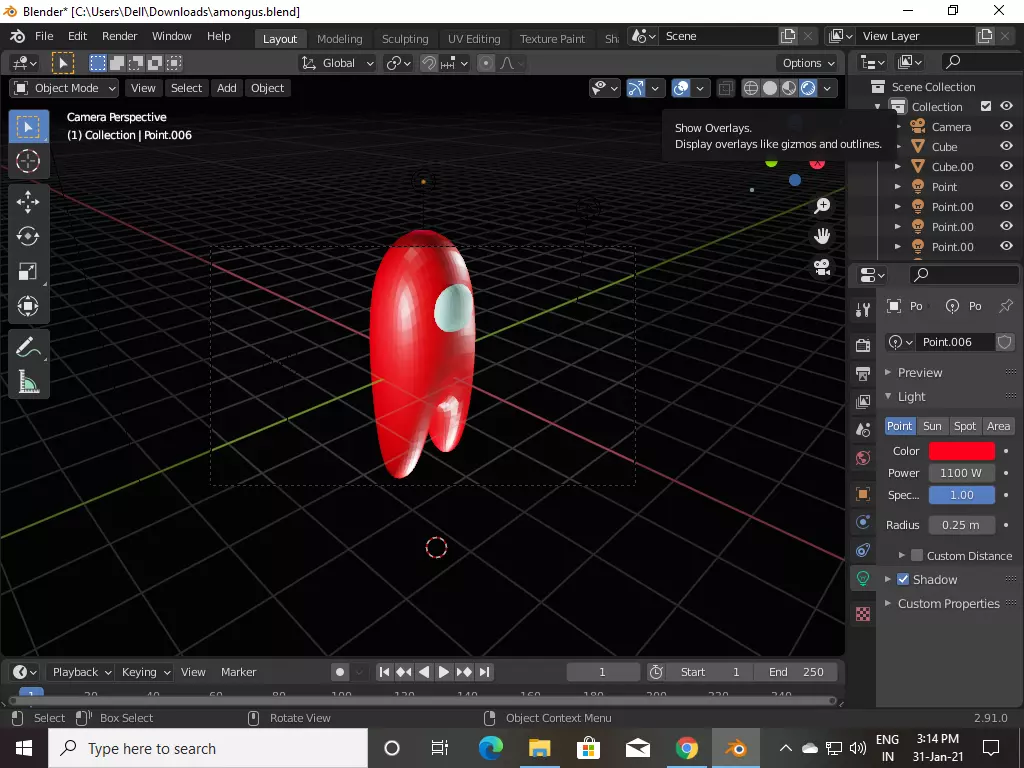 AMONG US RED CHARACTER 3D model_0