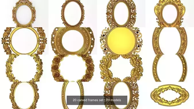 20 carved frames set 3D Model Collection