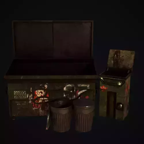 Dumpster trash can with graffiti