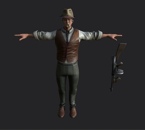 mafia man animated gameready realistic model Low-poly 3D model