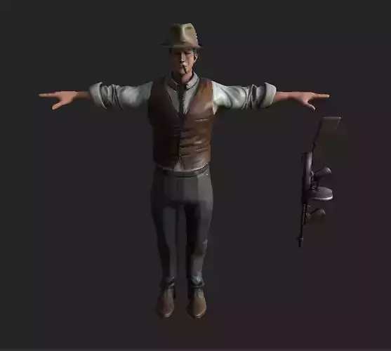 mafia man animated gameready realistic model Low-poly 3D model