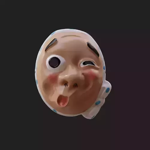 Hyottoko Mask Noh Theatre Mask Japanese Highpoly Midpoly Lowpoly