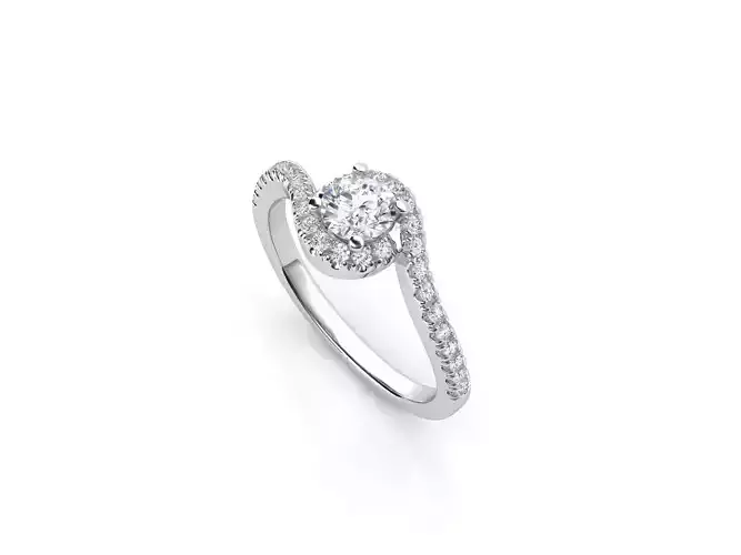 ZDR044 diamond halo engagement ring in gold