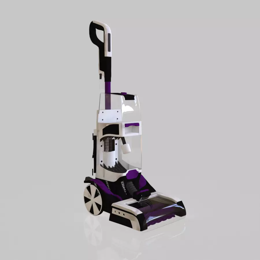 Upright Vacuum Carpet Cleaner Low-poly 3D model_0