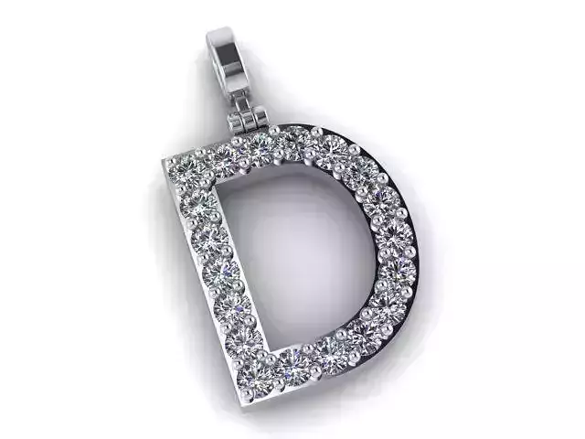 letter D  diamond pendant 210