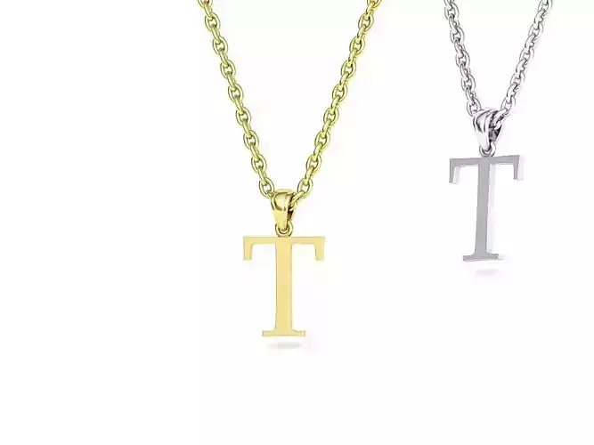 T INITIAL LETTER NECKLACE printable 3dmodel  3D print model