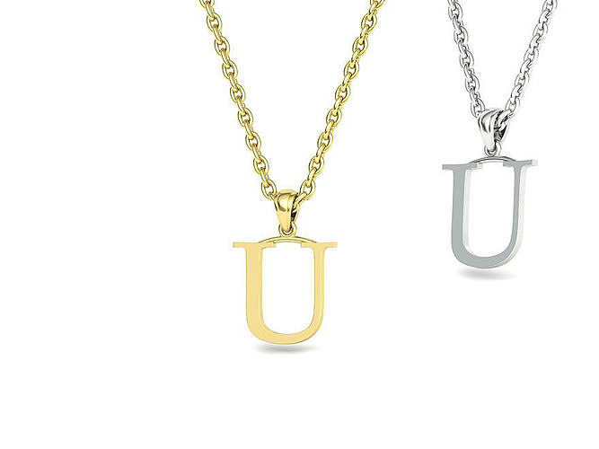 U INITIAL LETTER NECKLACE printable 3dmodel 3D print model