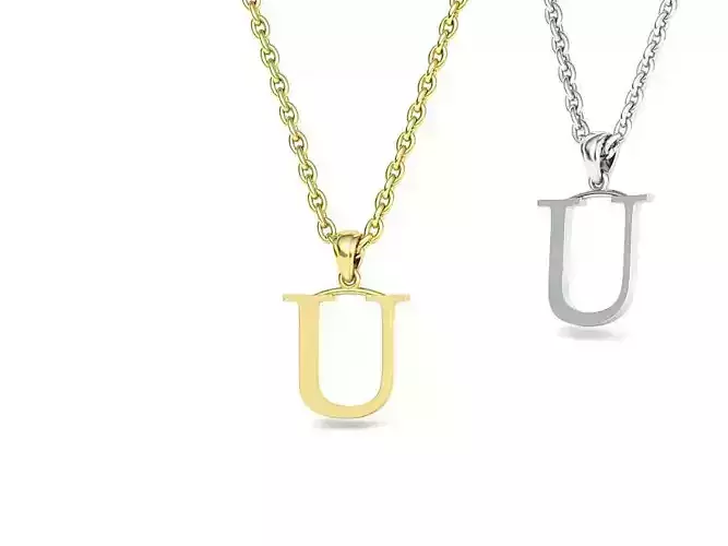 U INITIAL LETTER NECKLACE printable 3dmodel