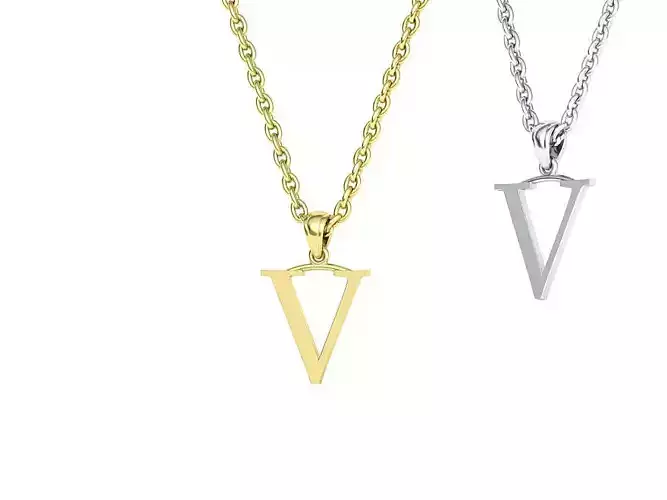 V INITIAL LETTER NECKLACE printable 3dmodel