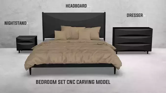 Bedroom Set Cnc Carving Model 3D print model