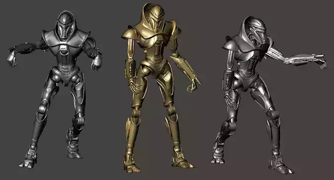 3 x CYLON toy soldiers 3D model