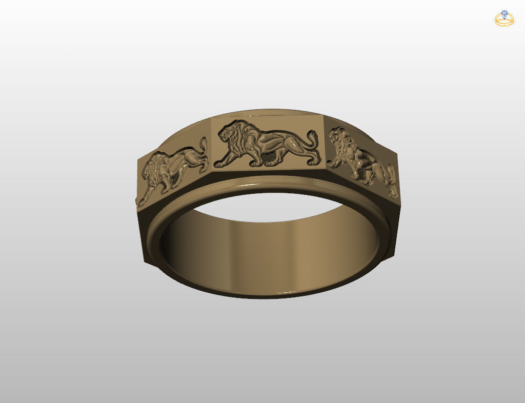 Ring lion 3D print model_10
