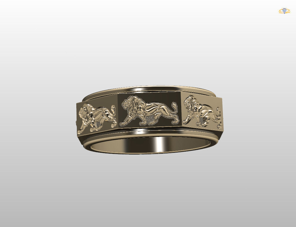 Ring lion 3D print model_7