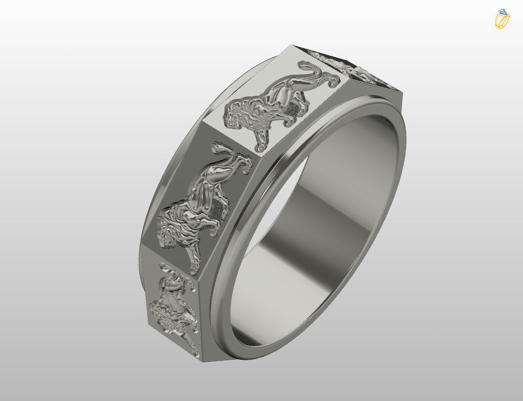 Ring lion 3D print model_17