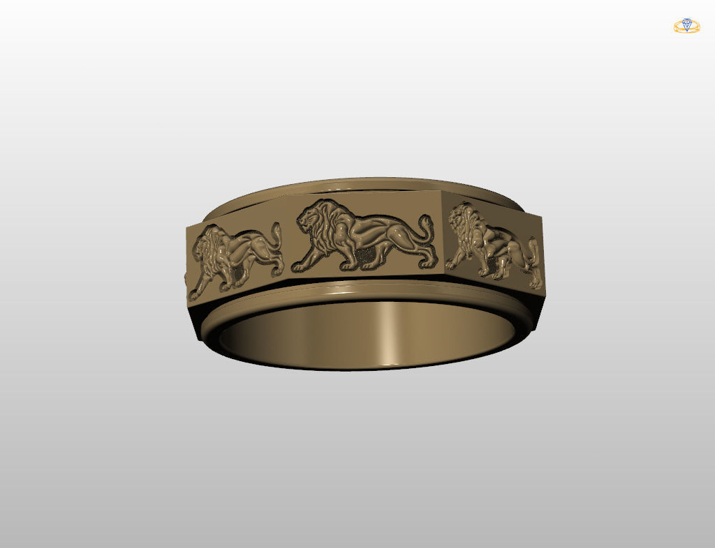 Ring lion 3D print model_11