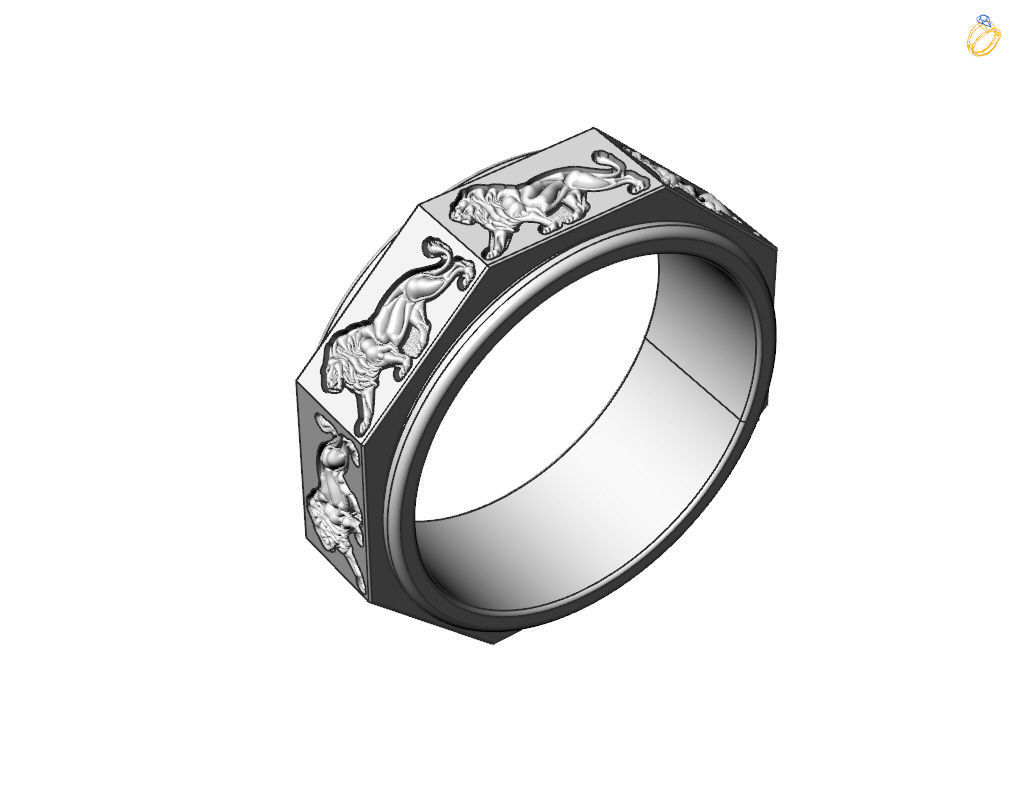 Ring lion 3D print model_24